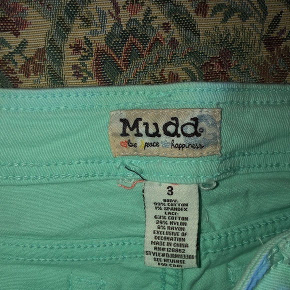 Mudd Mint Green Lace Front Cutoff Denim Shorts - Picture 4 of 5